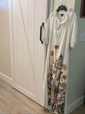 INC International Concepts Cream Maxi Dress with Botanical Print